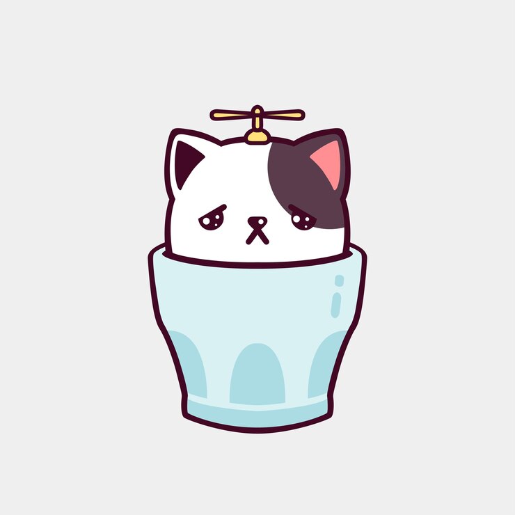 Vector cute cat in a cup illustration