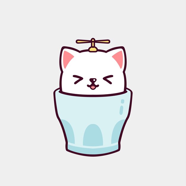 カップの中の可愛い猫のイラスト