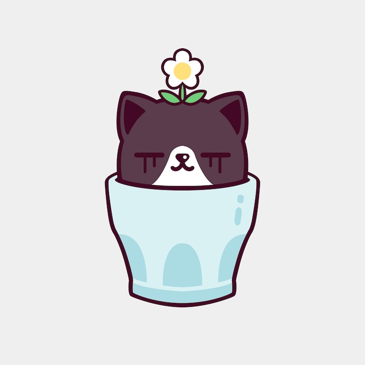 Vector カップの中の可愛い猫のイラスト
