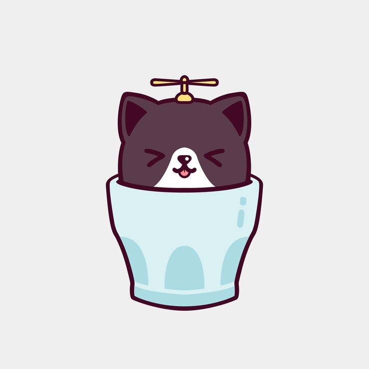 Vector カップの中の可愛い猫のイラスト