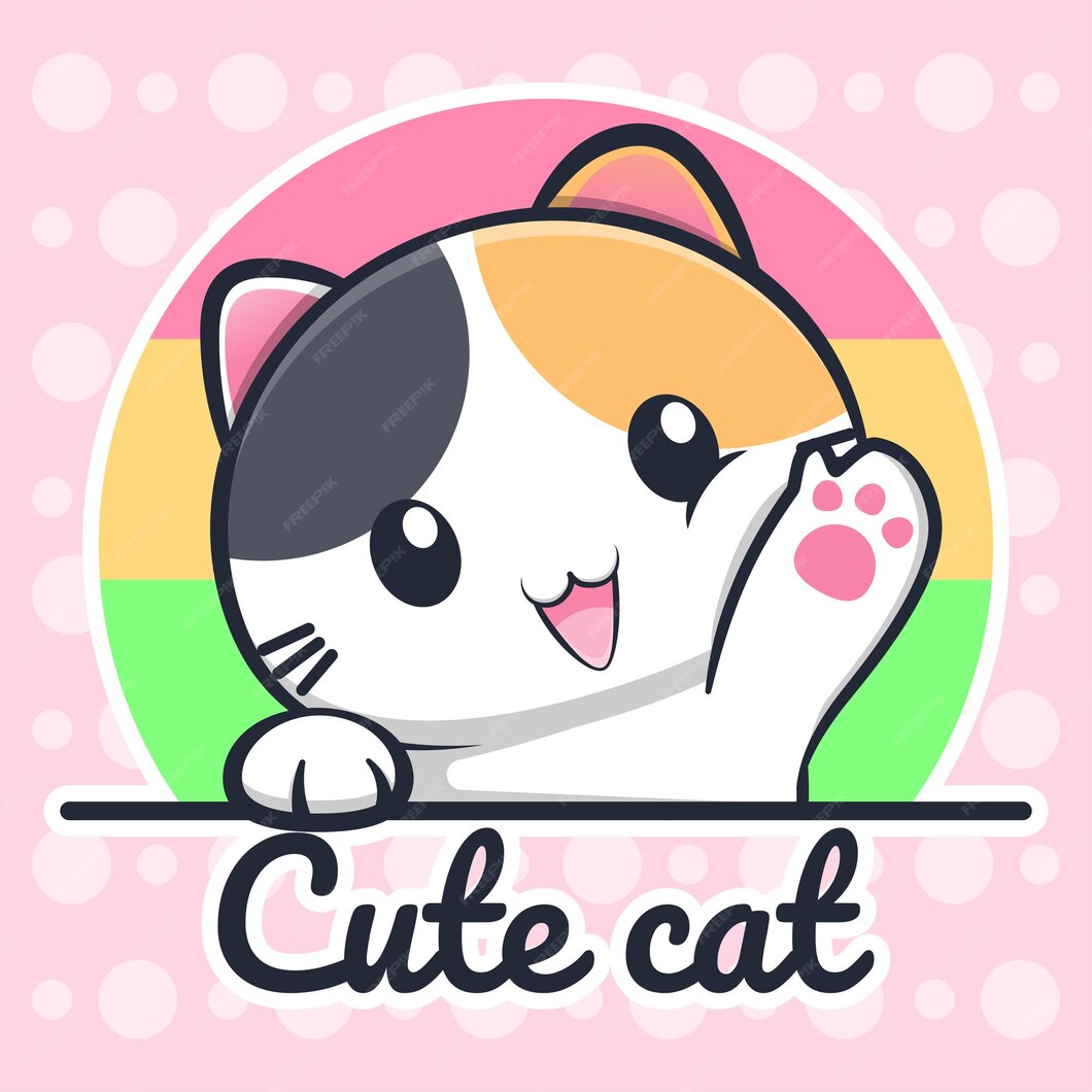 Premium Vector | Cute cat design with greeting pose