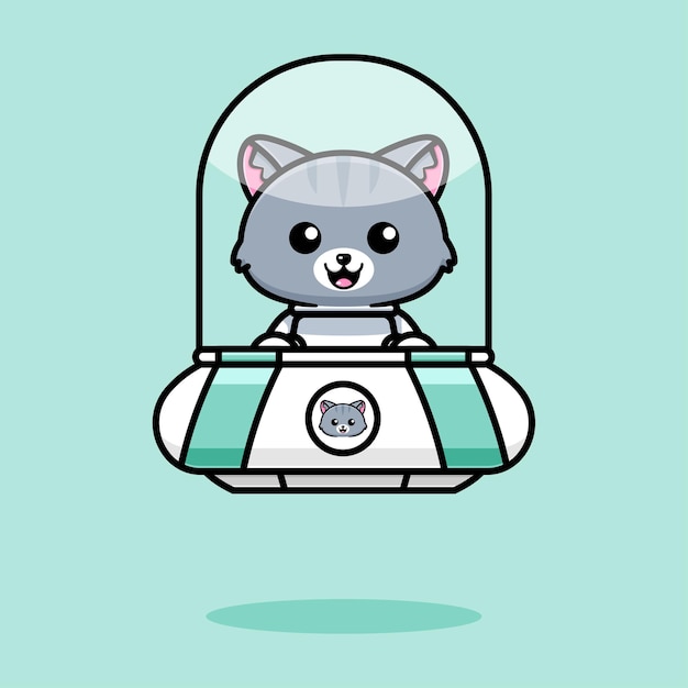 ufo와 귀여운 고양이 디자인