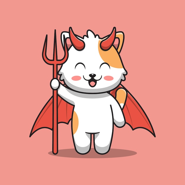 Cute cat devil cartoon illustration