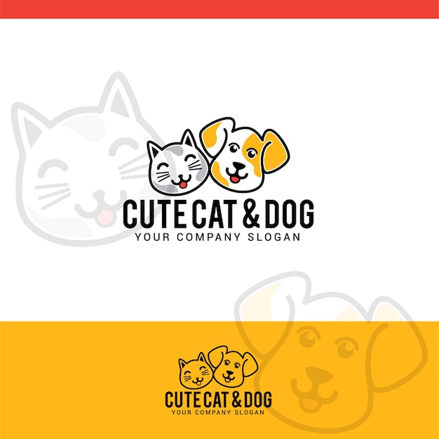 cute cat and dog logo