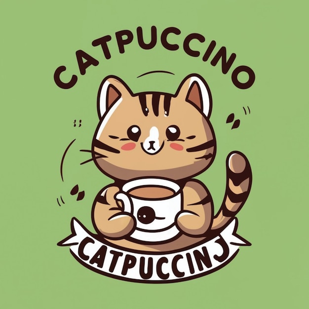 Cute cat drinking coffee vector