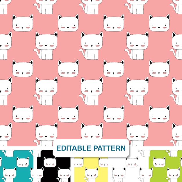 Вектор cute cat editable digital paper