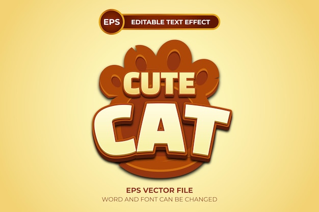 Cute cat editable text effect cute cat logo