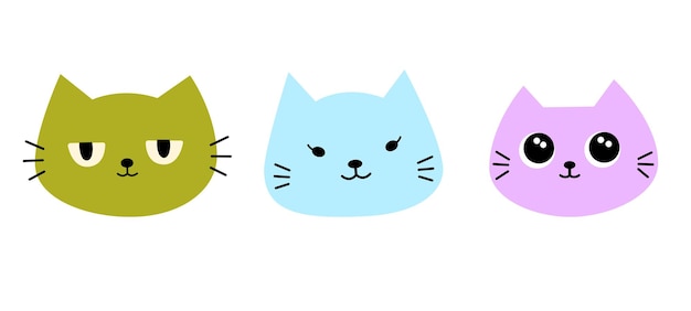 Cute cat face for element illustration sticker note