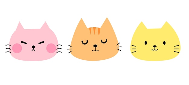 Cute cat face for element illustration sticker note