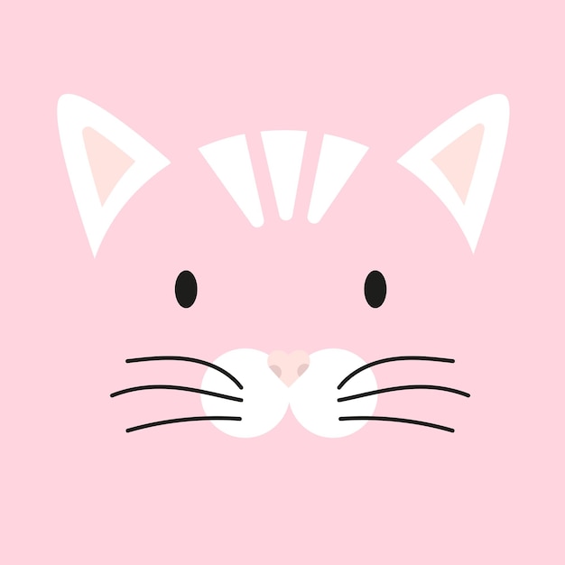 Милое кошачье лицо, кошачья морда, животное, голова котенка. детская карточка с детским дизайном