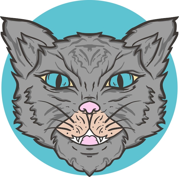 Vector cute cat face illustration