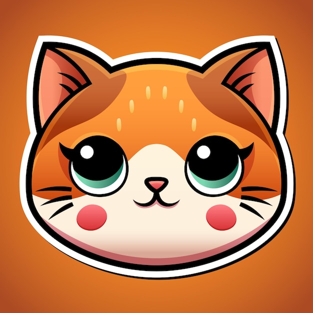 Cute cat face logo design in cartoon style baby pet animal