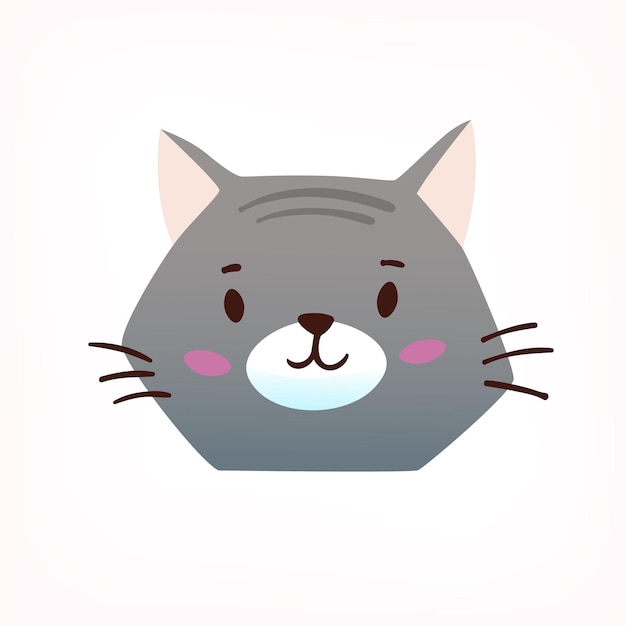 Cute cat face sticker isolated vector image