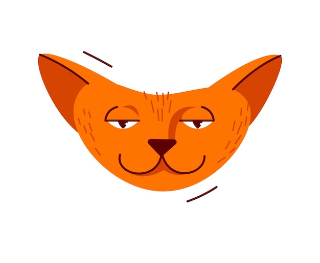 Cute cat face vector illustration, domestic pet cartoon.