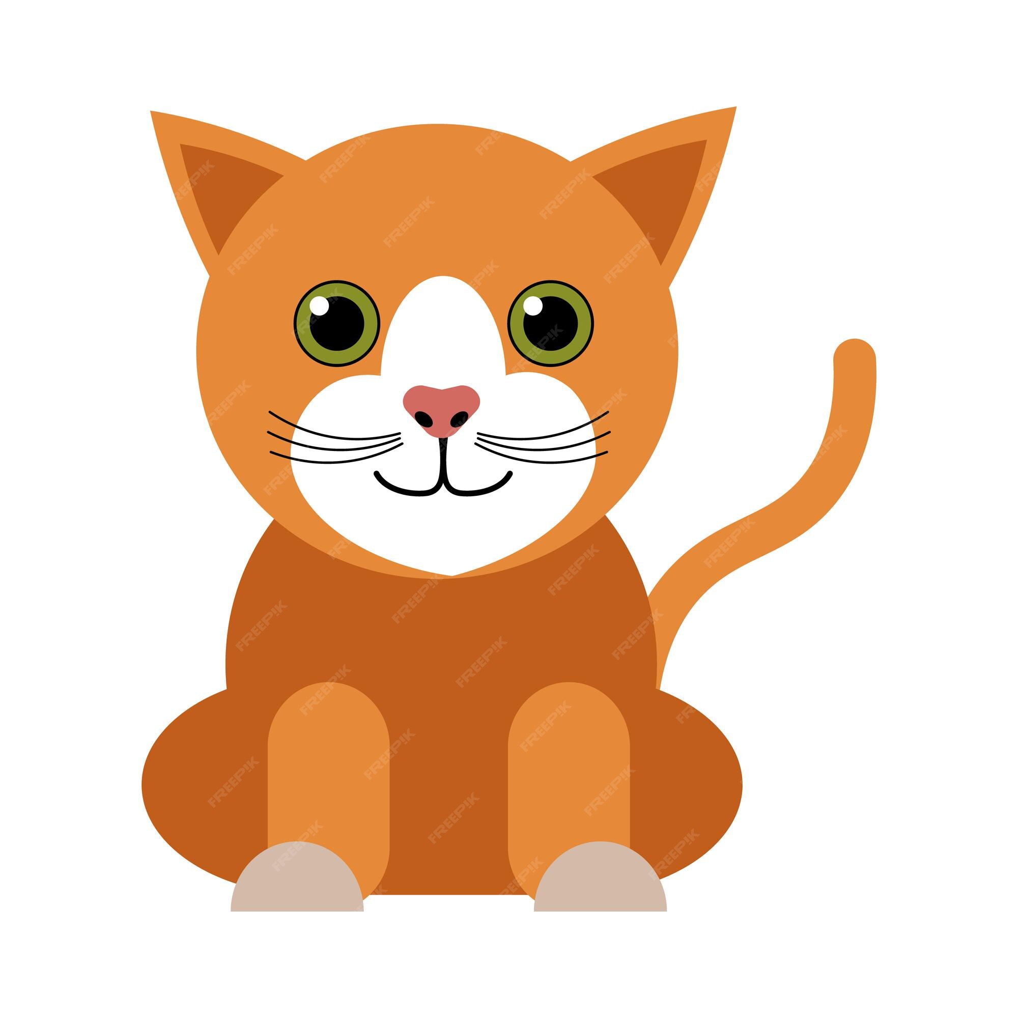 Cute cat in flat style. Simple cartoon cat icon - Stock Illustration  [45781792] - PIXTA