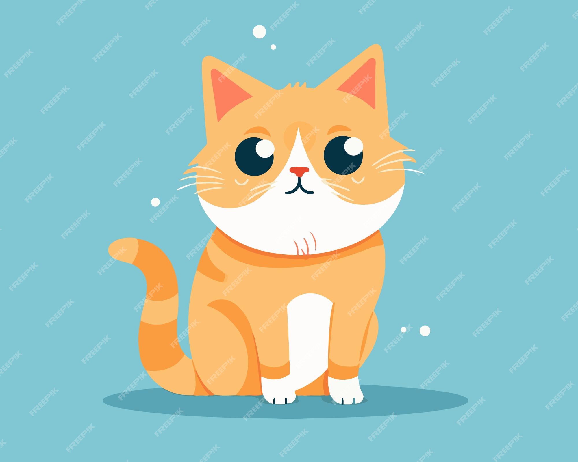 Cute cat in flat style. Simple cartoon cat icon - Stock Illustration  [45781792] - PIXTA