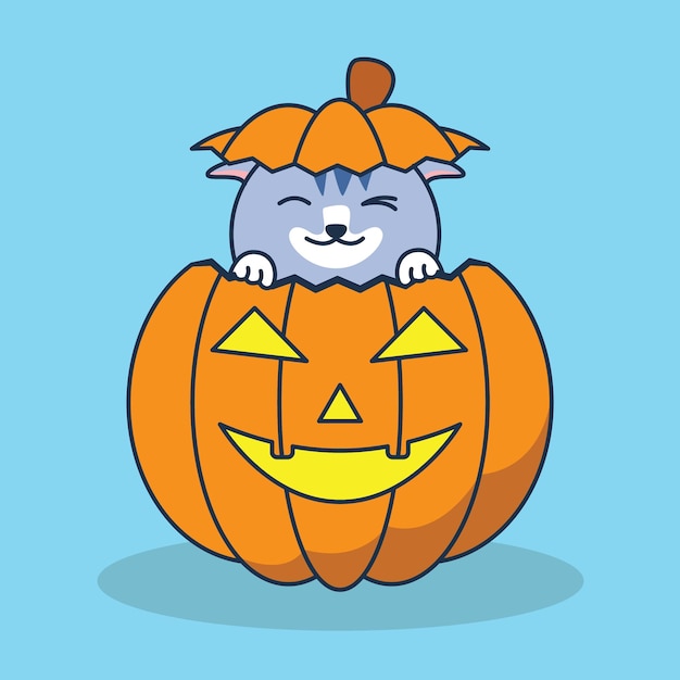 ハロウィーンの日にかわいい猫