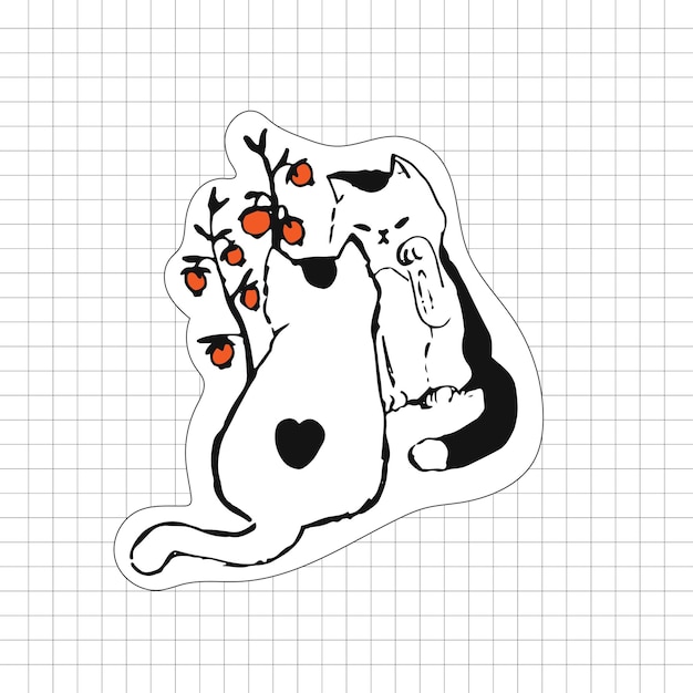 Симпатичная кошка нарисованная от руки иллюстрация