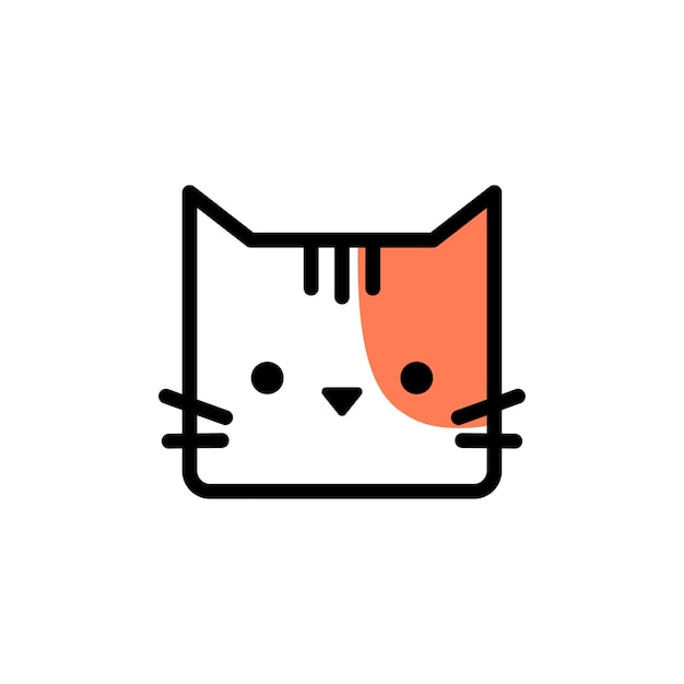 Cute cat head cartoon logo vector icon