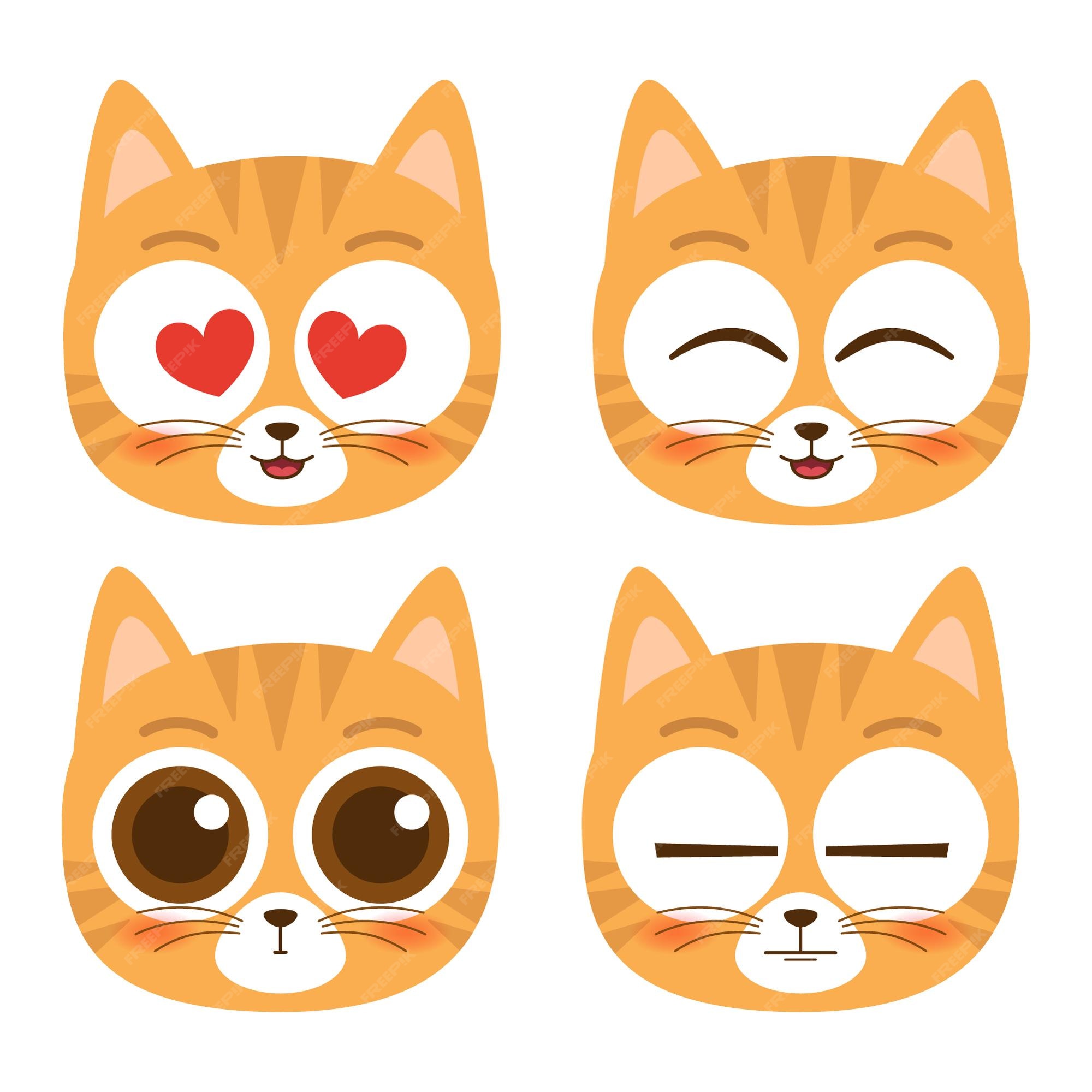 Cute Cat Face Icon Set, Vectors