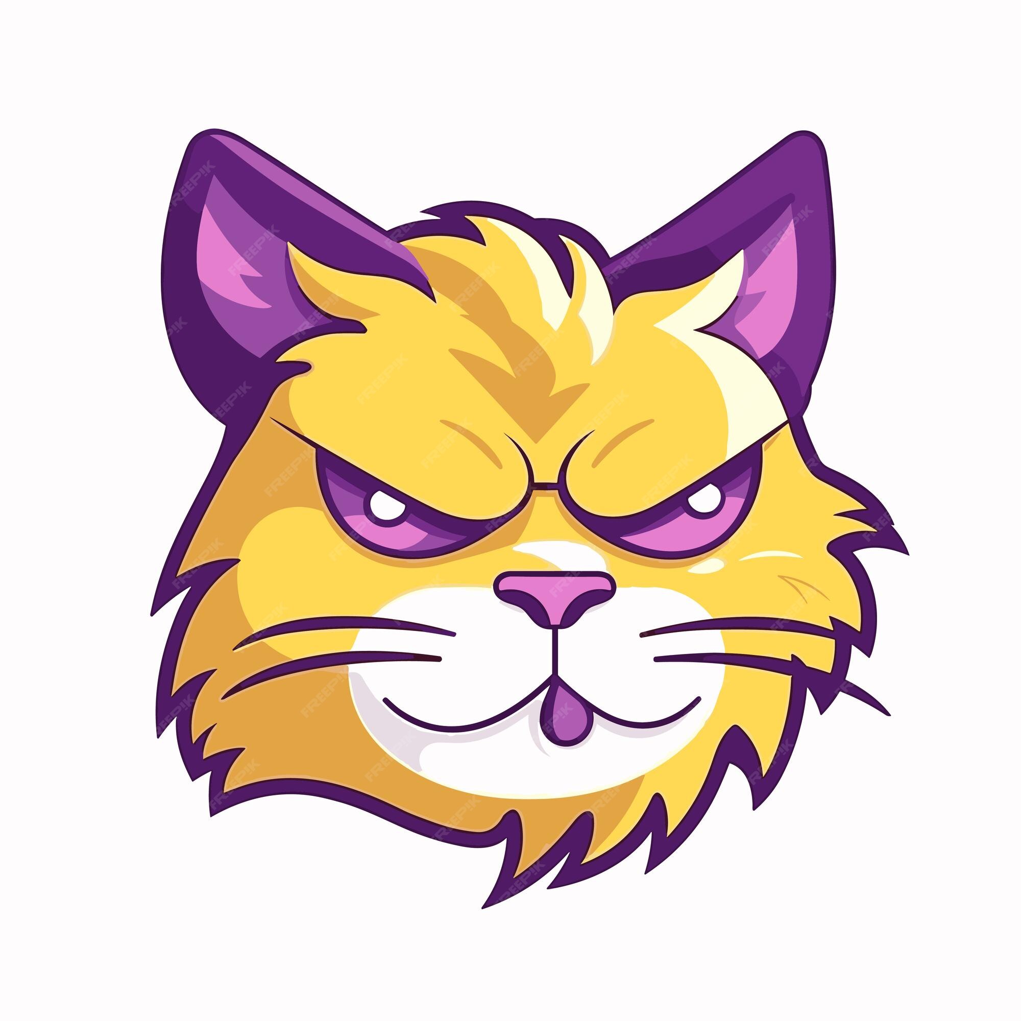 Premium Vector  Cute cat angry face cartoon mascot logo