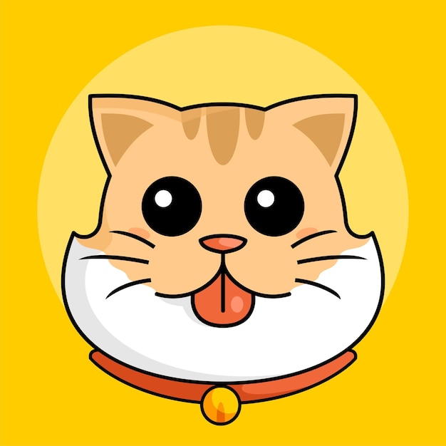 Cute Cat Head Mascot Vector Illustration