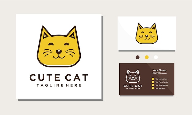 Vector cute cat head minimalist logo design vector icon inspiration