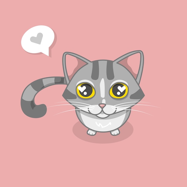 Vector cute cat and heart