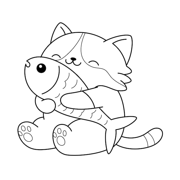 魚 を 握っ て いる 可愛い 猫