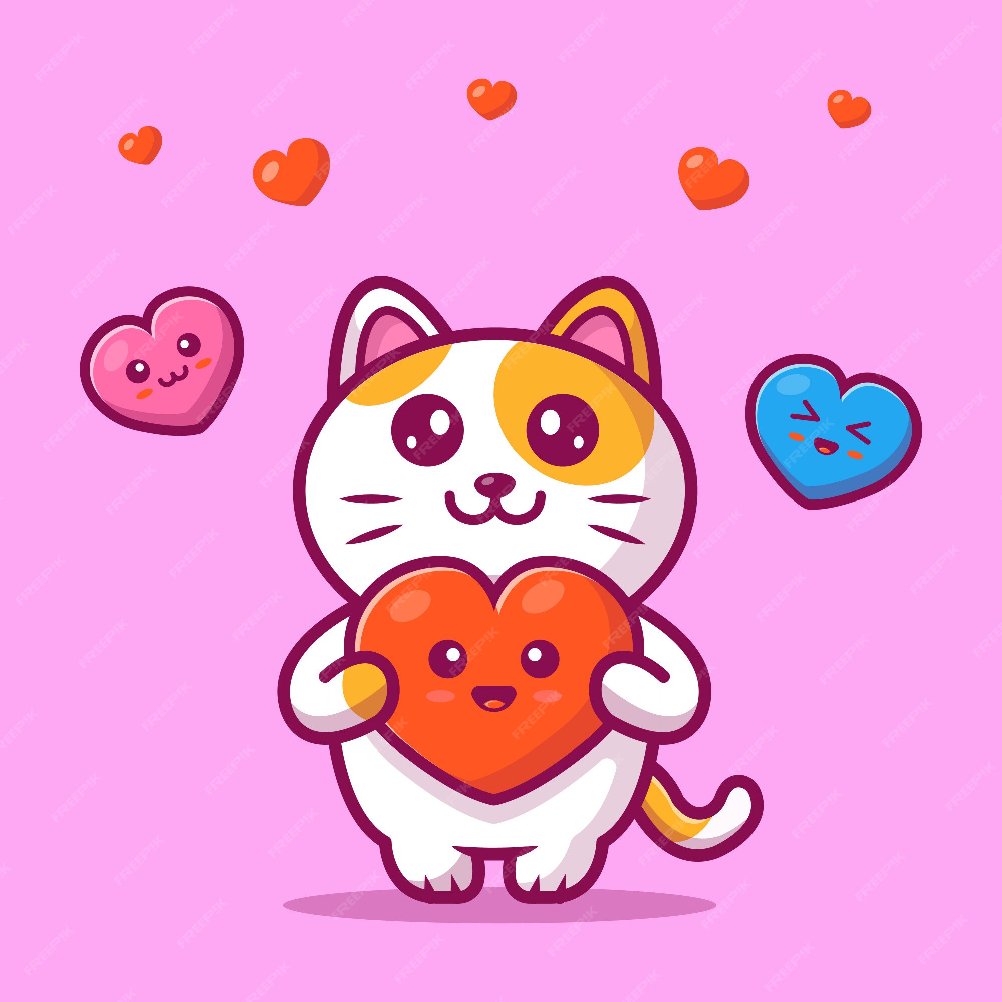 Cute Cat Holding Heart Love Cartoon Vector Icon Illustration. Flat Cartoon  Concept 10662153 Vector Art at Vecteezy