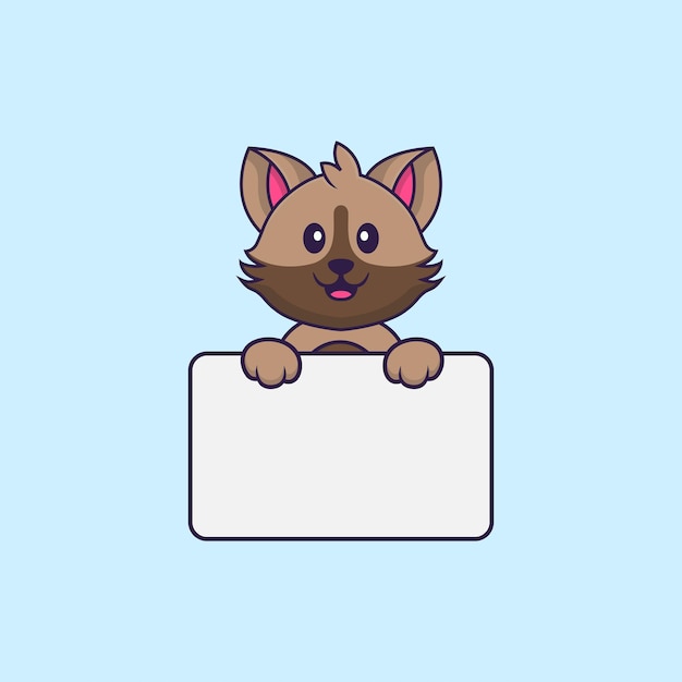 Vector cute cat holding whiteboard. animal cartoon concept isolated.