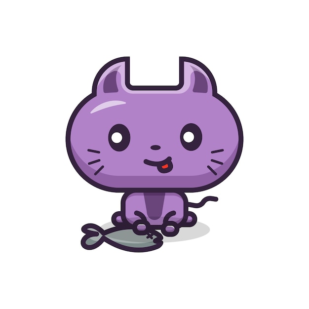 Cute cat hungry cartoon illustration