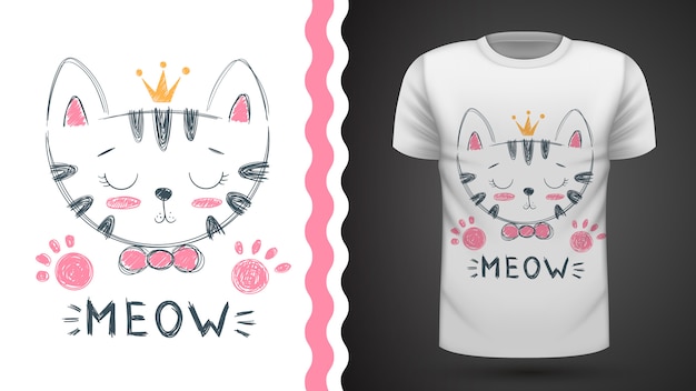 Vettore idea gatto carino per t-shirt stampata