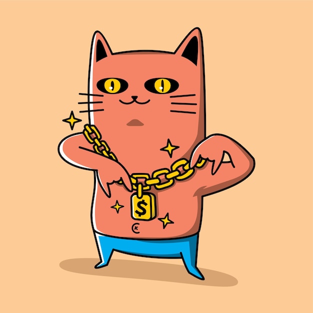 cute cat illustration in hip hop style