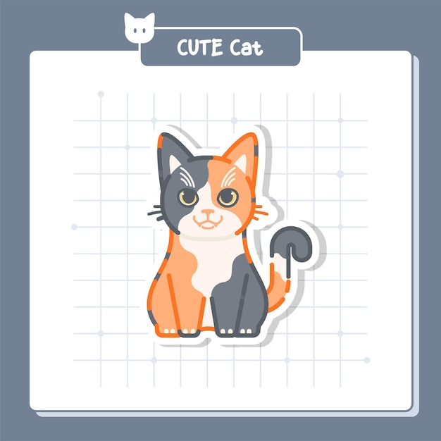 Cute cat illustration mascot sticker