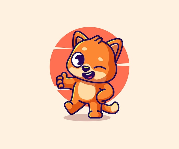 Cute cat illustration vector icon mascot flat cartoon design style