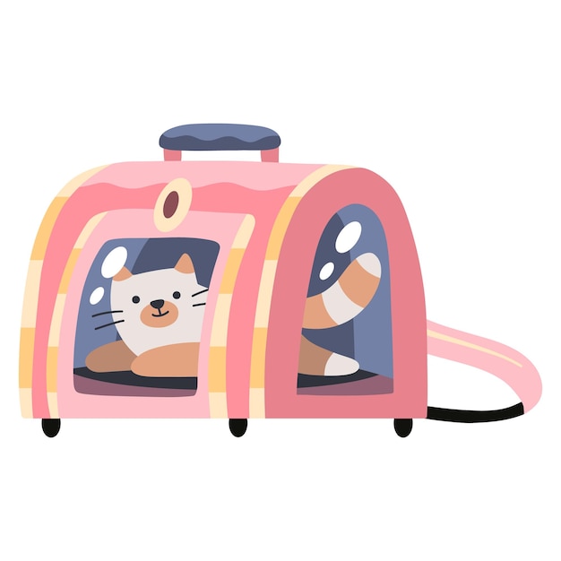여행 애완 동물 마차에 귀여운 고양이