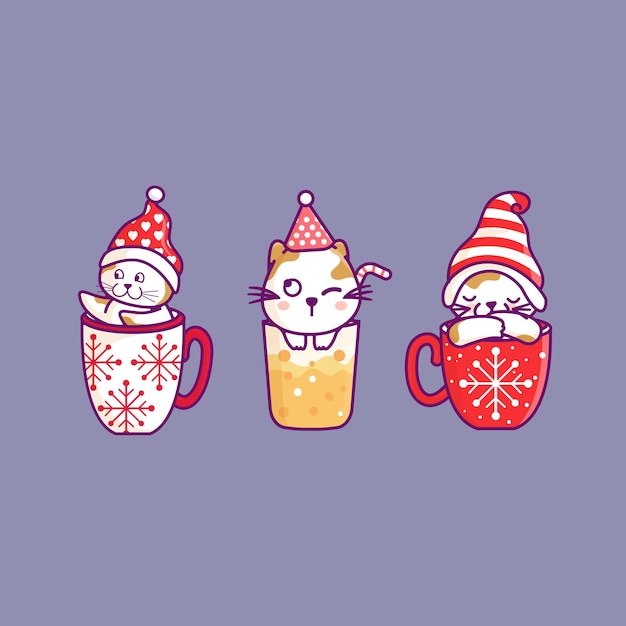 カップ コーヒー クリスマスのかわいい猫