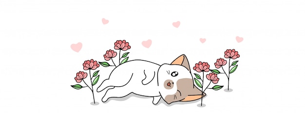 春の日のイラストでかわいい猫