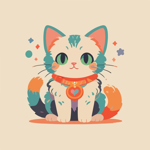 cute cat inspired character Instagram icon deformation Akira Toriyama vintage colors minimalist logo