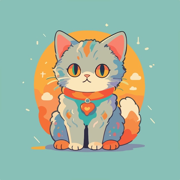 cute cat inspired character Instagram icon deformation Akira Toriyama vintage colors minimalist logo