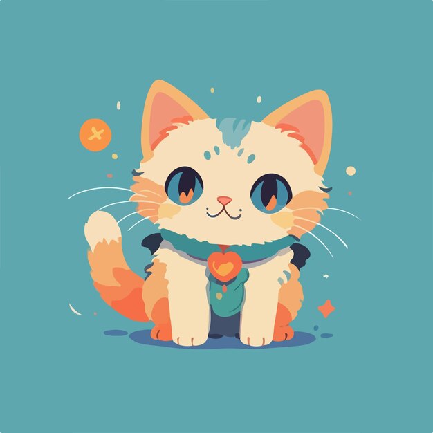 Carino personaggio ispirato al gatto deformazione dell'icona di instagram akira toriyama colori vintage logo minimalista