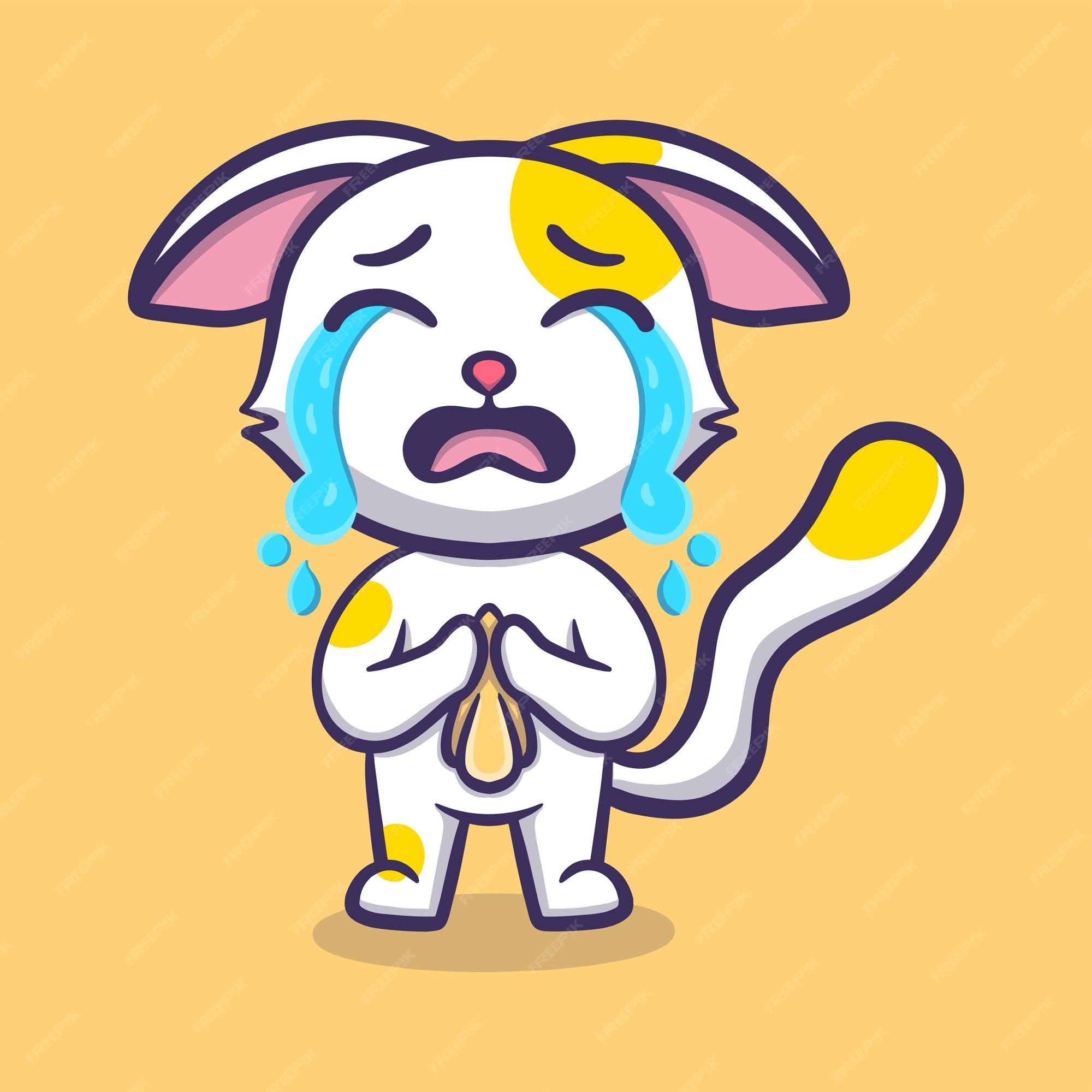 Sad Crying Cat. Cartoon Vector Illustration. Crying Cat Meme. Cat Face  Stock Vector - Illustration of character, design: 70606013