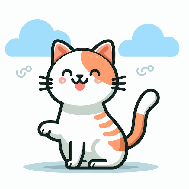 Vector cute cat is happy