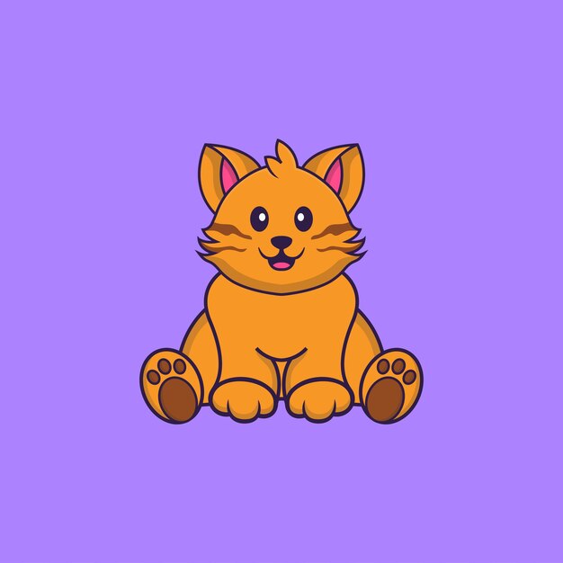 Cute cat is sitting. Animal cartoon concept isolated.