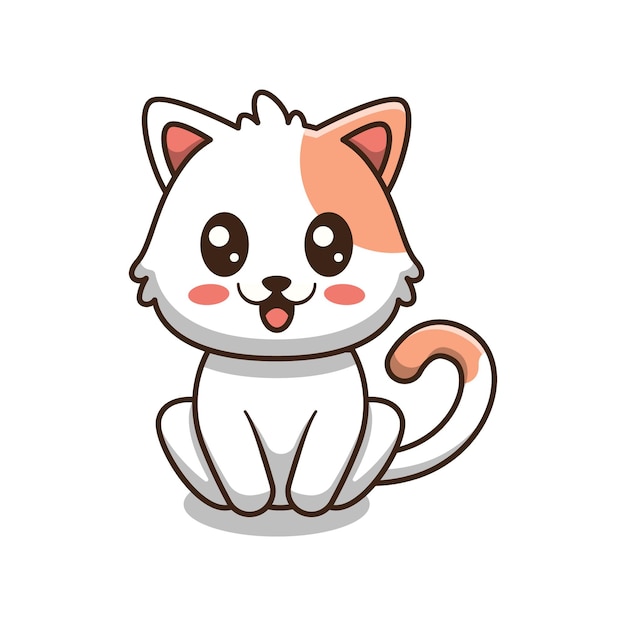 Cute cat is sitting cartoon illustration