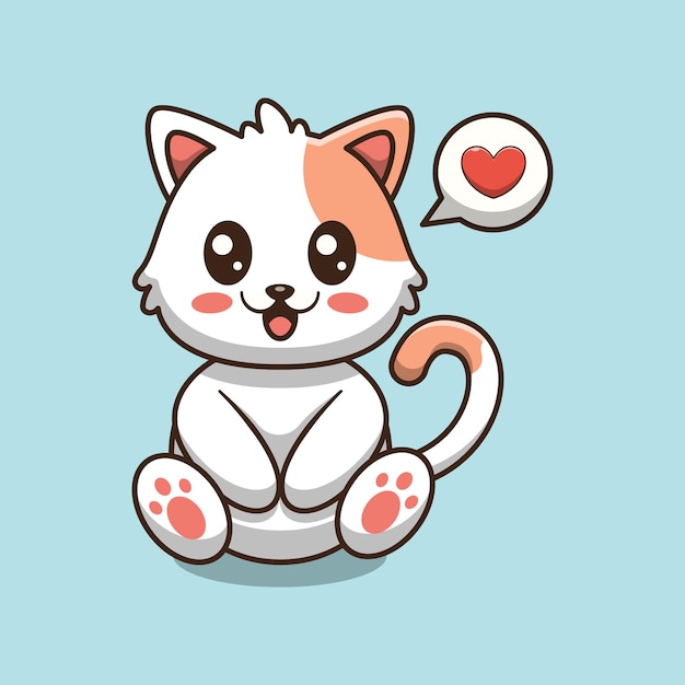 Vector cute cat is sitting cartoon illustration