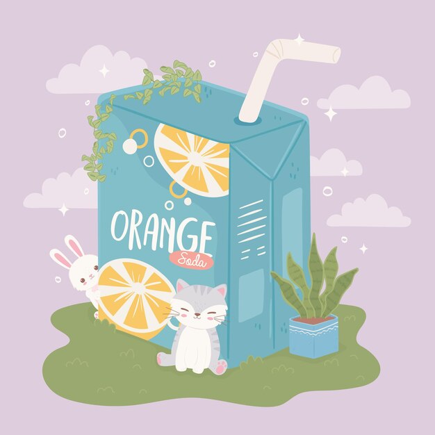 cute cat and juice box