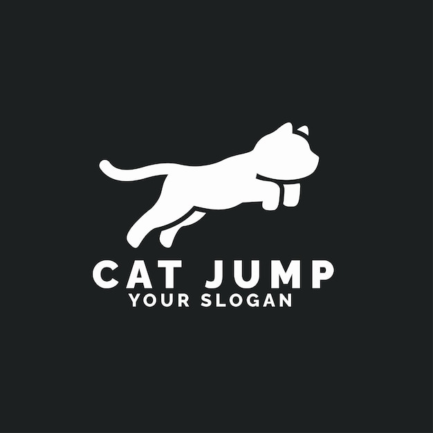 Vector cute cat jump logo silhouette