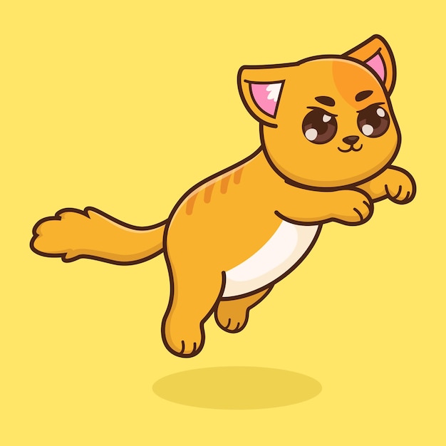 ベクトル かわいい猫のジャンプ漫画イラスト